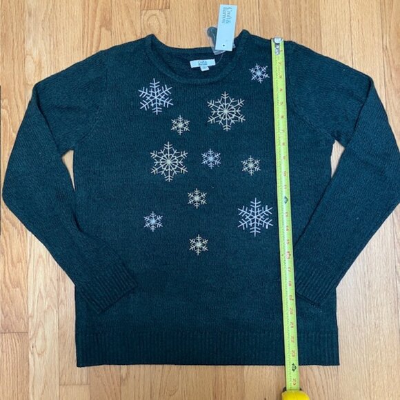 NWT Croft and Barrow Hunter Green crewneck snowflake sweater size M - Picture 8 of 9